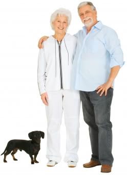 senior couple and dog