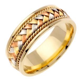 Woven Handmade 14K TriColor Gold Band