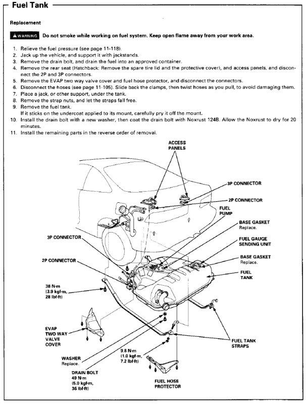 1994 Honda accord gas tank removal #6