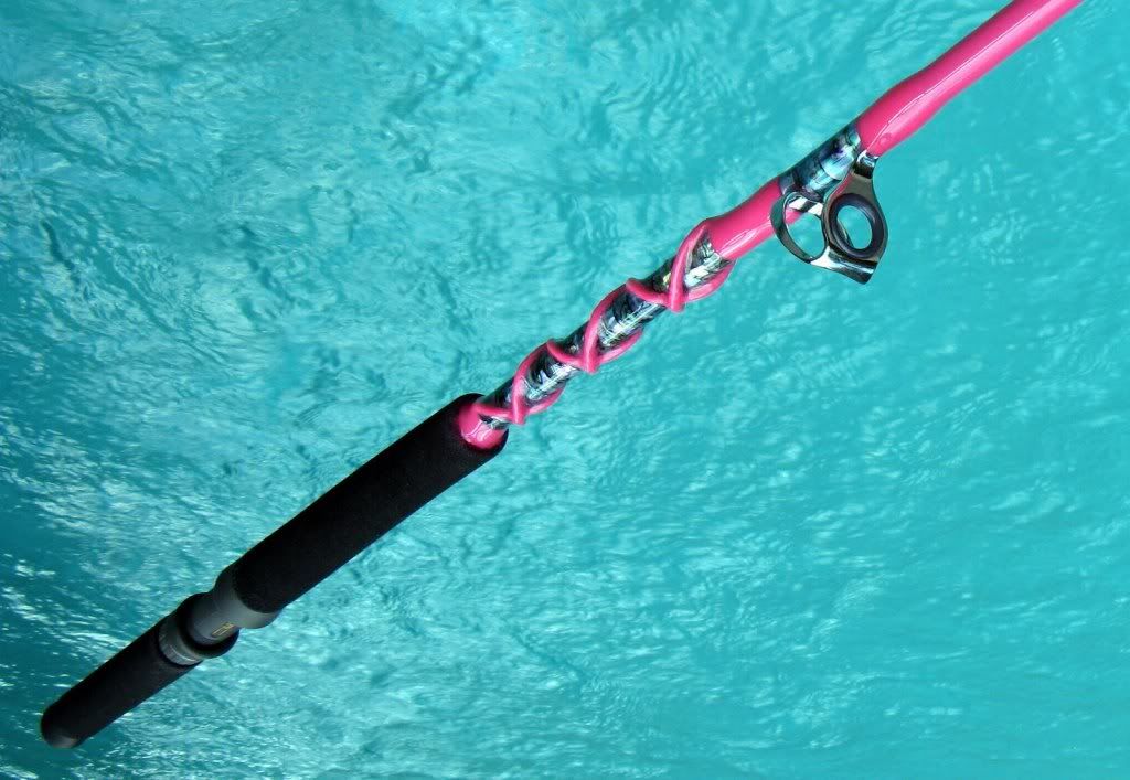 neon pink fishing rod