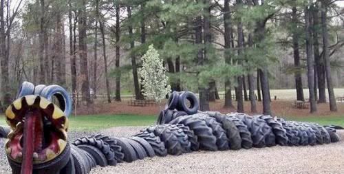statue made from tires