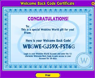webkinz codes