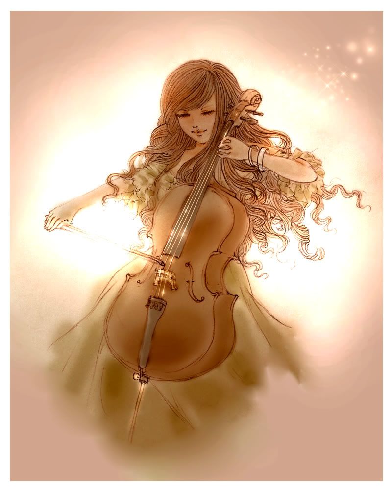 anime playing cello