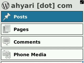 Menu WordPress for BlackBerry