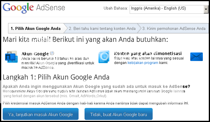 Google Adsense Menerima Bahasa Indonesia