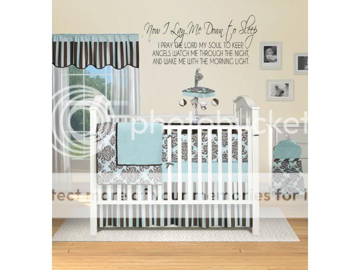 NOW I LAY ME DOWN TO SLEEP Wall Decal Words Lettering Quote Baby 
