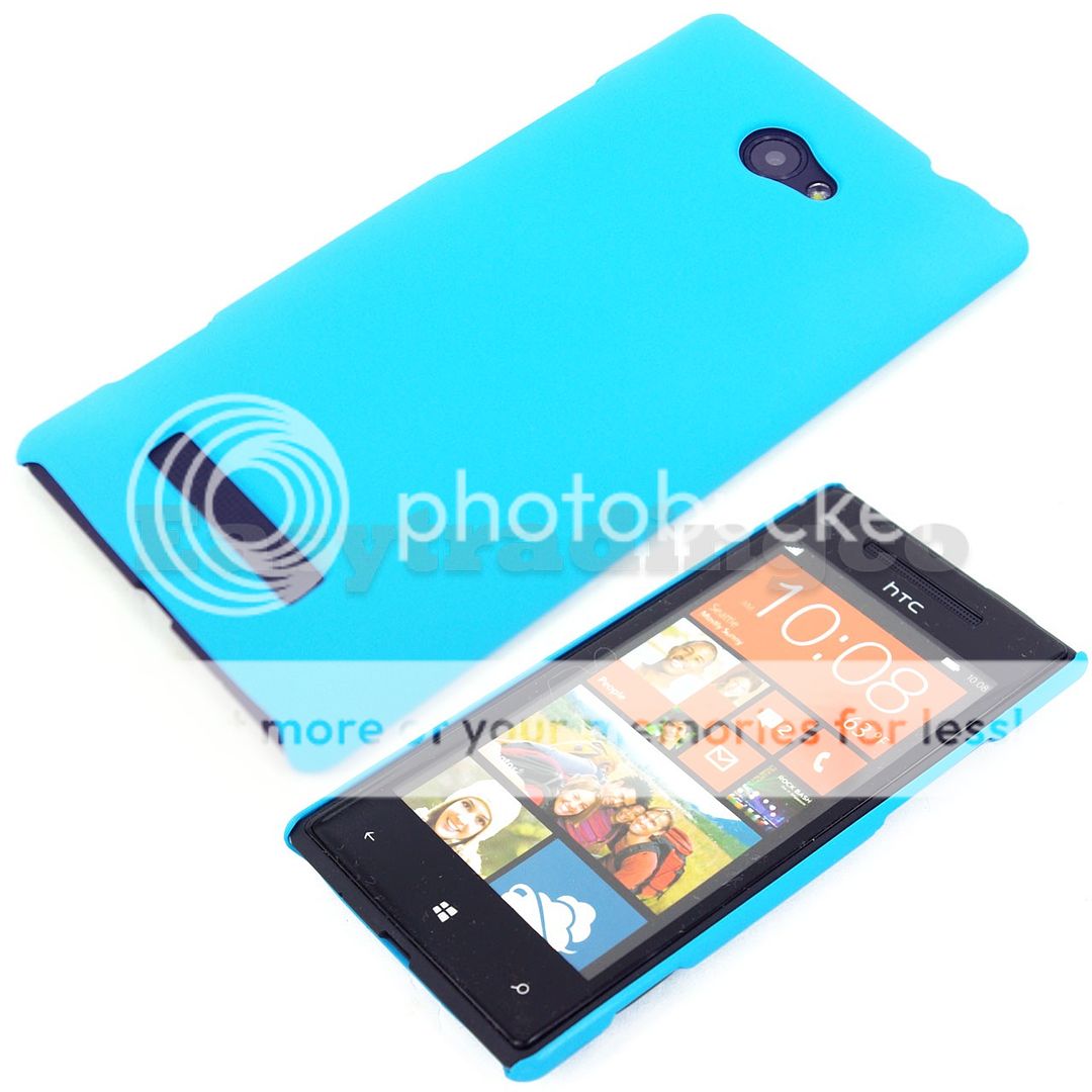 Aqua Blue Hard Back Case Cover for HTC 8x Windows Phone