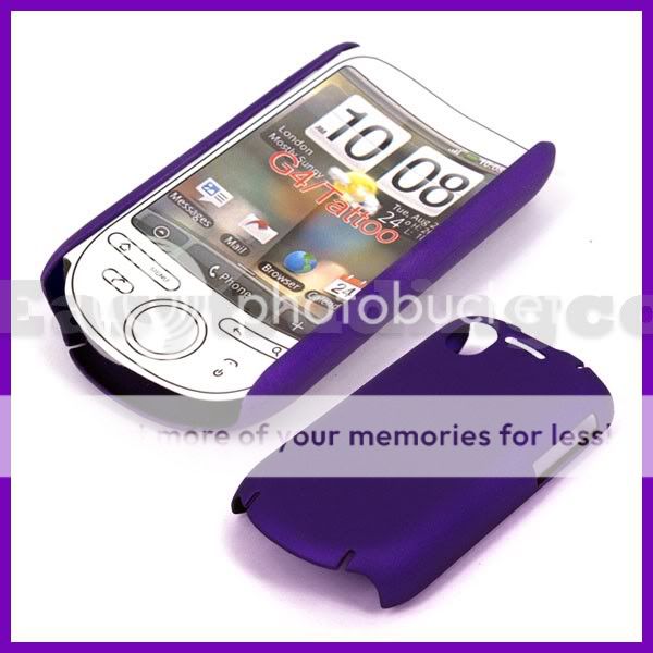Purple Hard Rubber Back Cover Case for HTC Tattoo A3233  