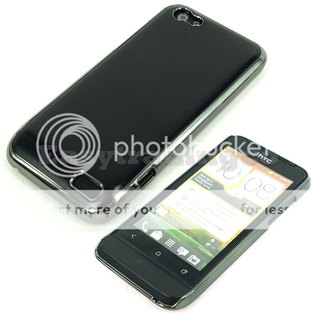 Chrome Aluminum Metal Plated Hard Case HTC One V T320e Black