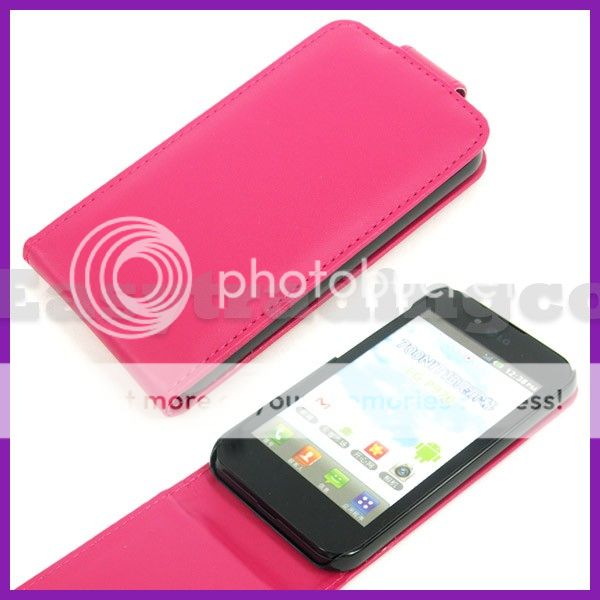 Hot Pink Flip Leather Case Cover for LG Optimus Black P970  