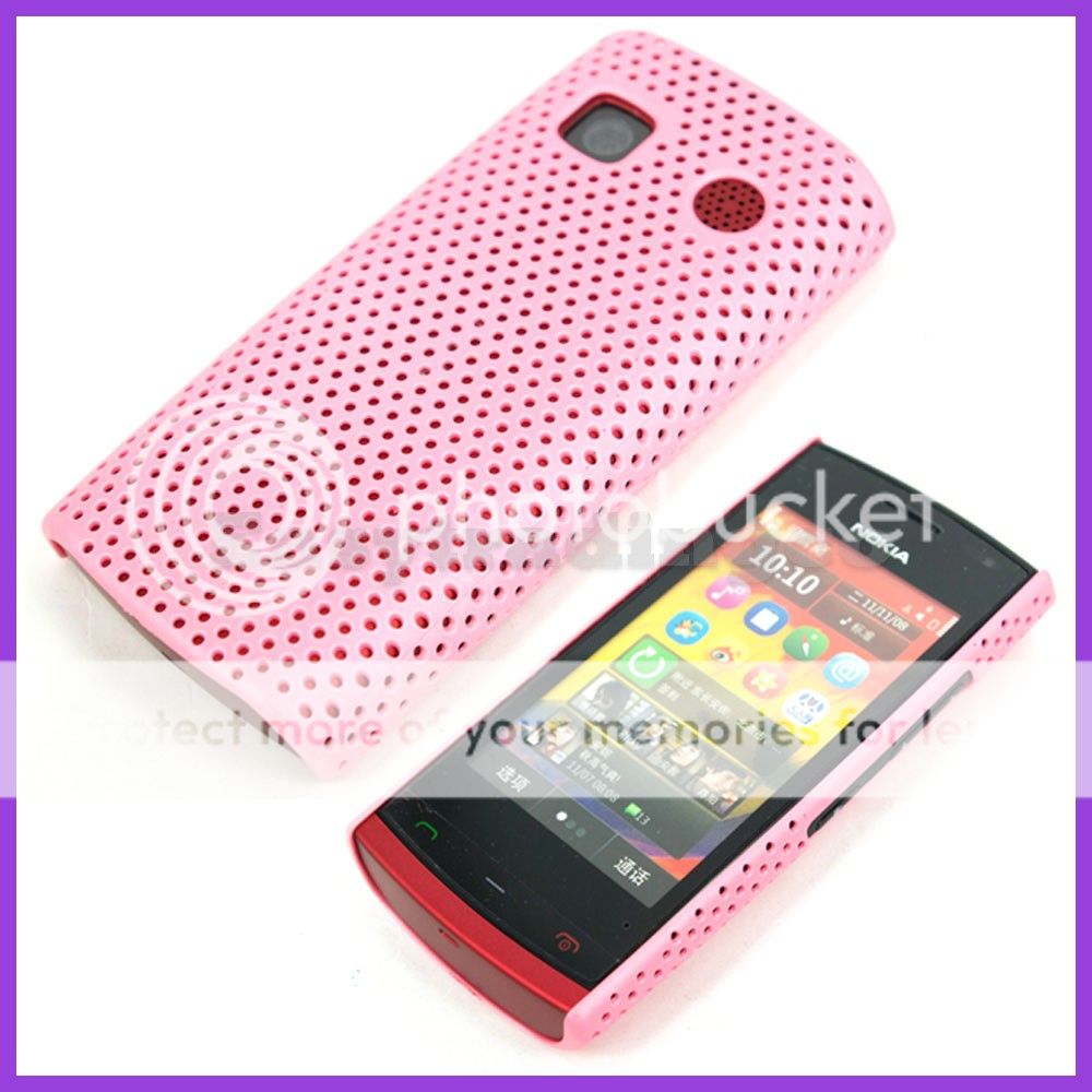 Mesh Hard Back Cover Case for Nokia 500 Pink  
