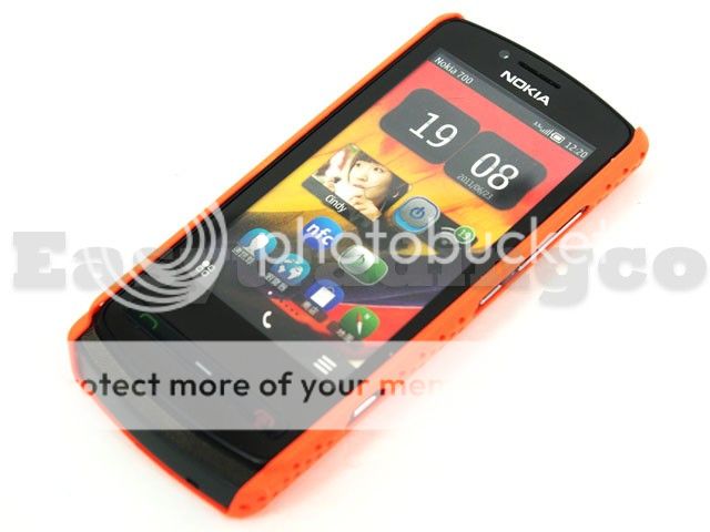Mesh Hard Back Cover Case for Nokia 700 Orange  