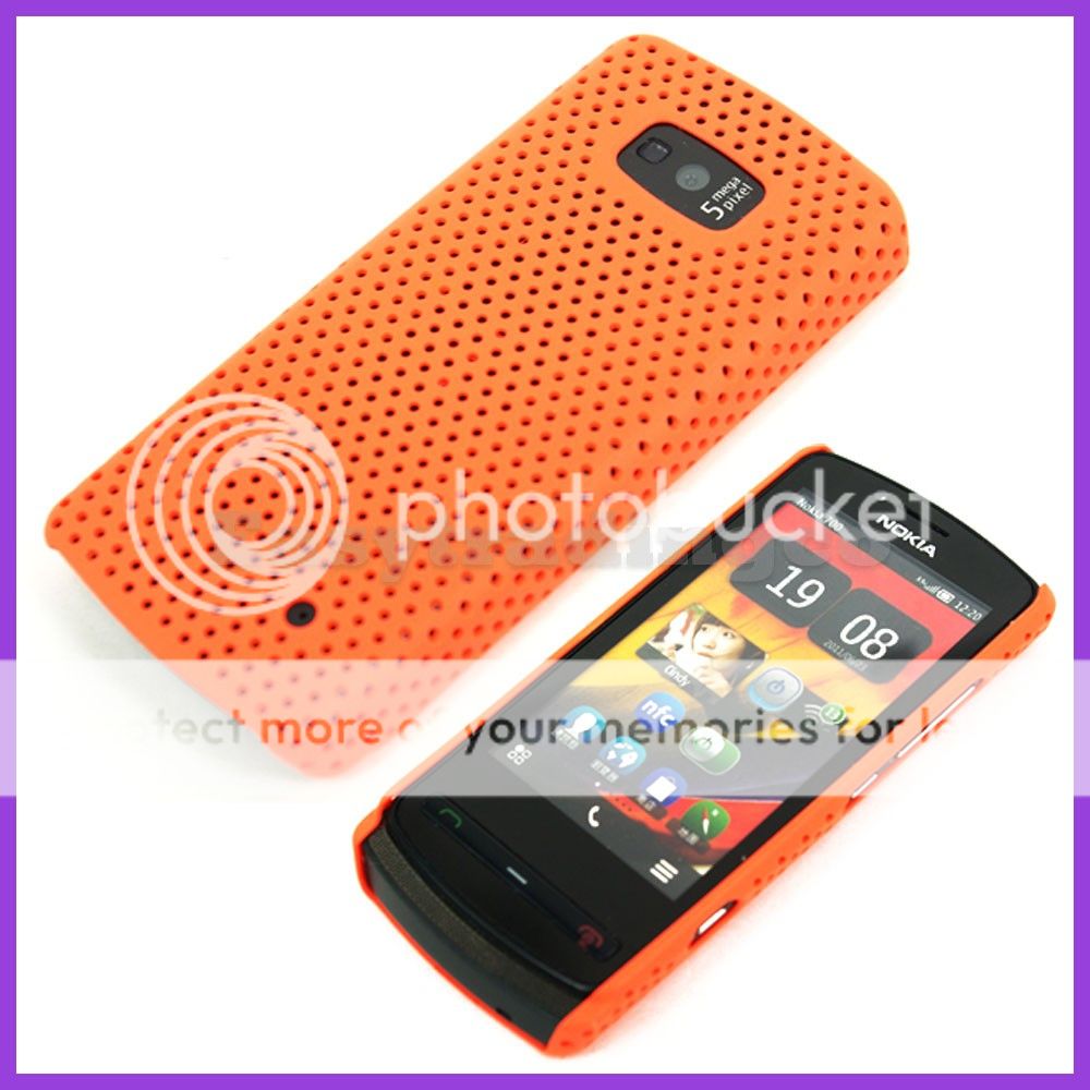 Mesh Hard Back Cover Case for Nokia 700 Orange  