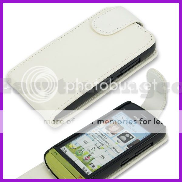 Flip Leather Case Pouch Cover for Nokia C5 03 White  