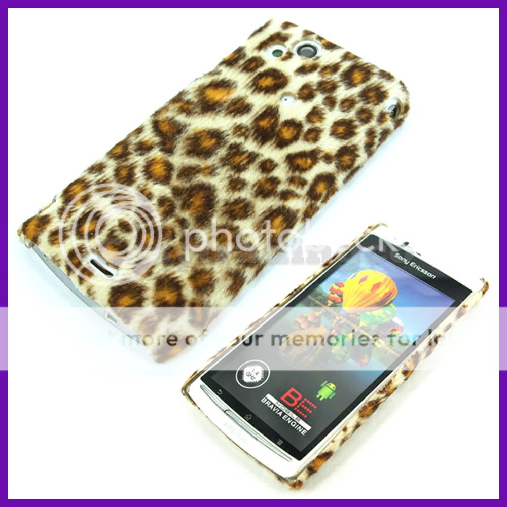 Brown Furry Leopard Cover Case Sony Ericsson Xperia Arc S X12  