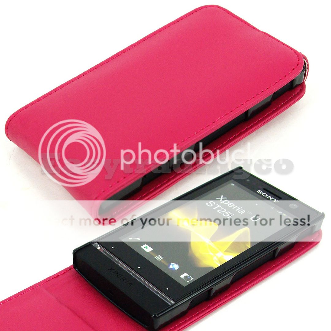 Vertical Flip Leather Case Sony Xperia U ST25i Hot Pink