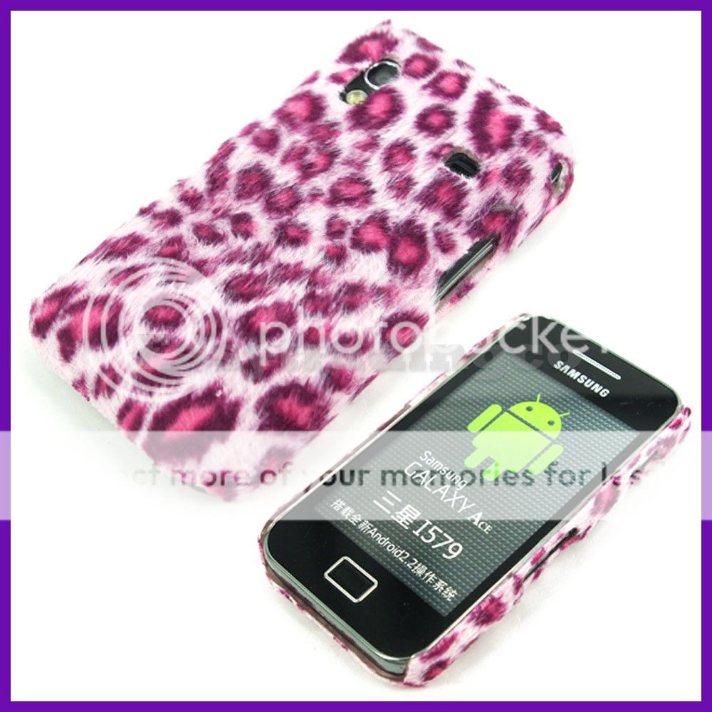 Furry Pink Leopard Case Cover Samsung S5830 Galaxy Ace  