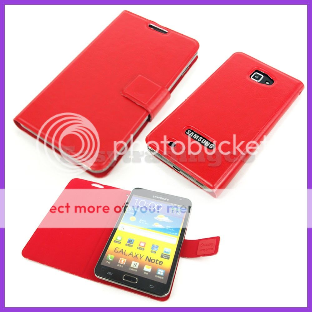 Red High Quality Leather Case Samsung Galaxy Note i9220 GT N7000 Book 