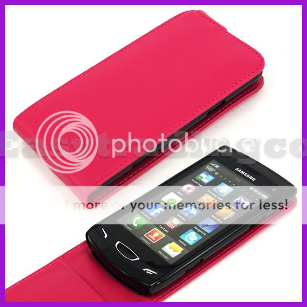 Flip Leather Case Cover Samsung S8530 Wave II Hot Pink  