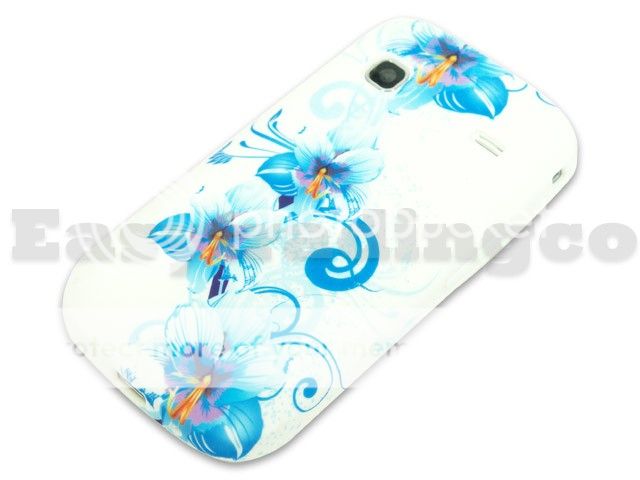 Soft Rubber Silicone Case Cover Samsung S5660 Galaxy Gio Blue Lily 