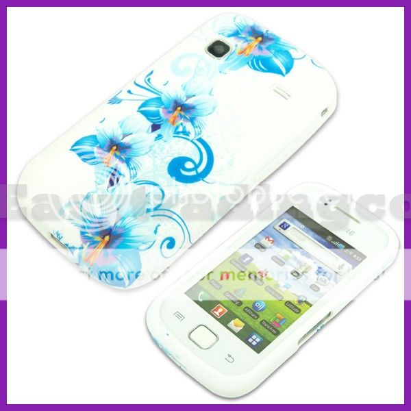   Silicone Case Cover Samsung S5660 Galaxy Gio Blue Lily Flower  