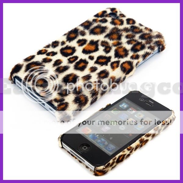 Brown Furry Leopard Back Cover Case for iPhone 4 4G 4th  