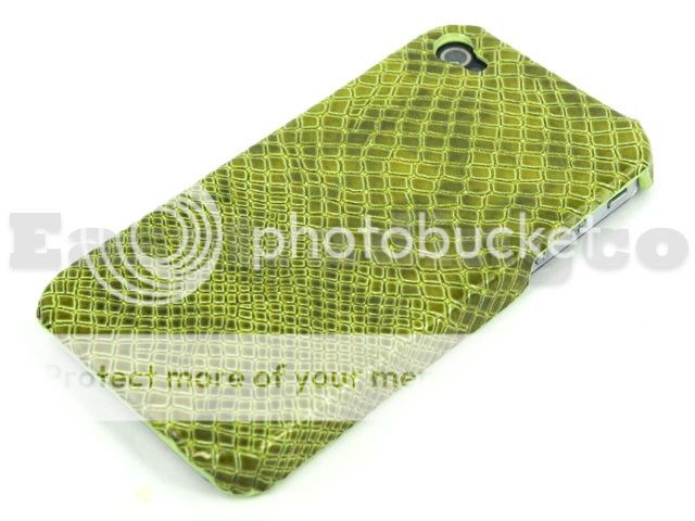 Hard Back Case Cover for iPhone 4 4S Green Snake Skin  