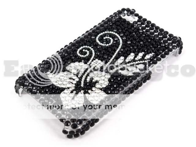 Bling Strass Cover Tasche iPhone 4G 4th Gen Blume