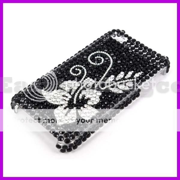 Bling Strass Cover Tasche iPhone 4G 4th Gen Blume  