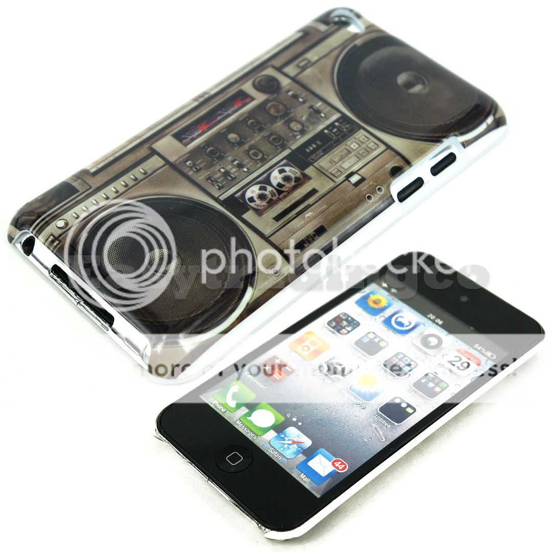Hard Back Cover Case iPod Touch 4 4G 4th Gen Classic Boom Box Pattern