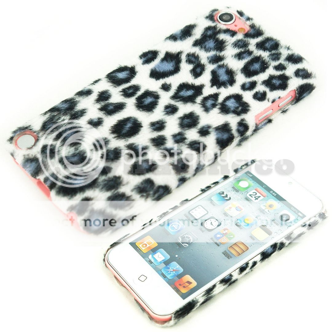 Hard Cover Case iPod Touch 5 5th Gen Furry Blue Leopard